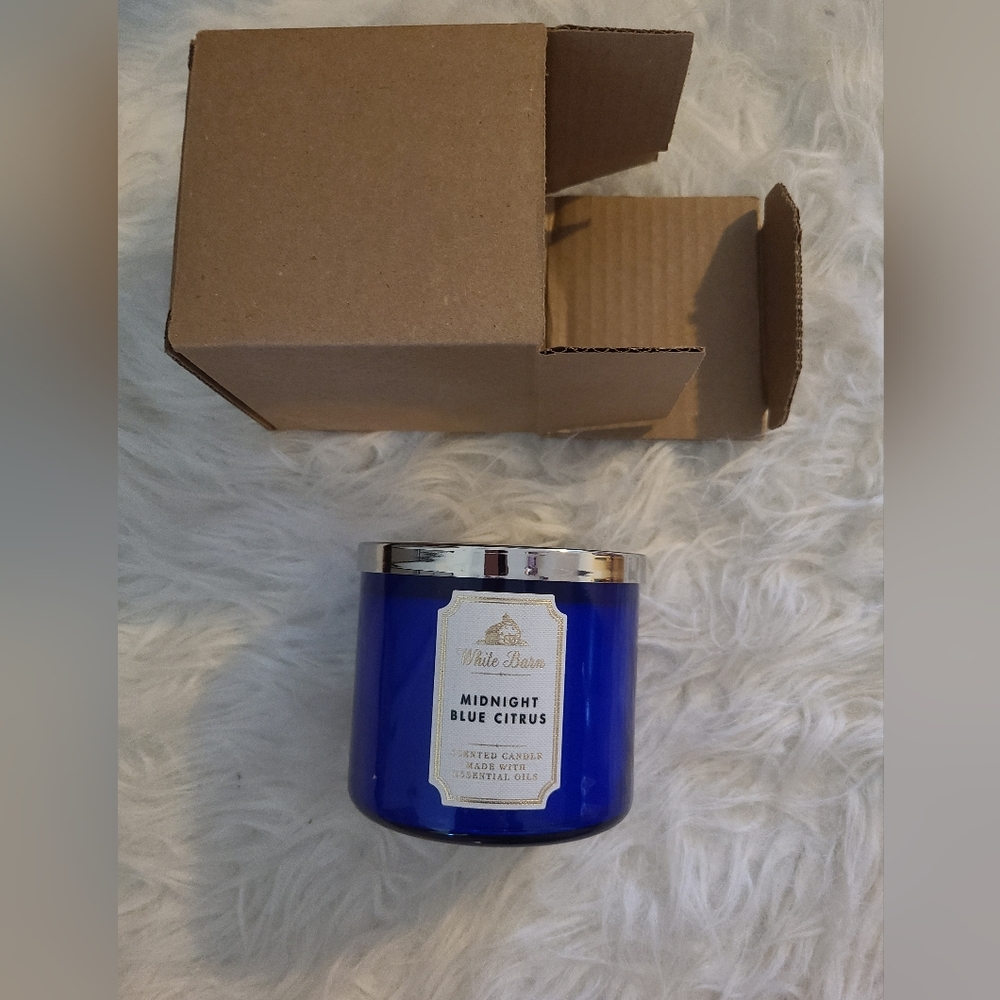 Bath & body works midnight blue citrus 3 wick candle new in box